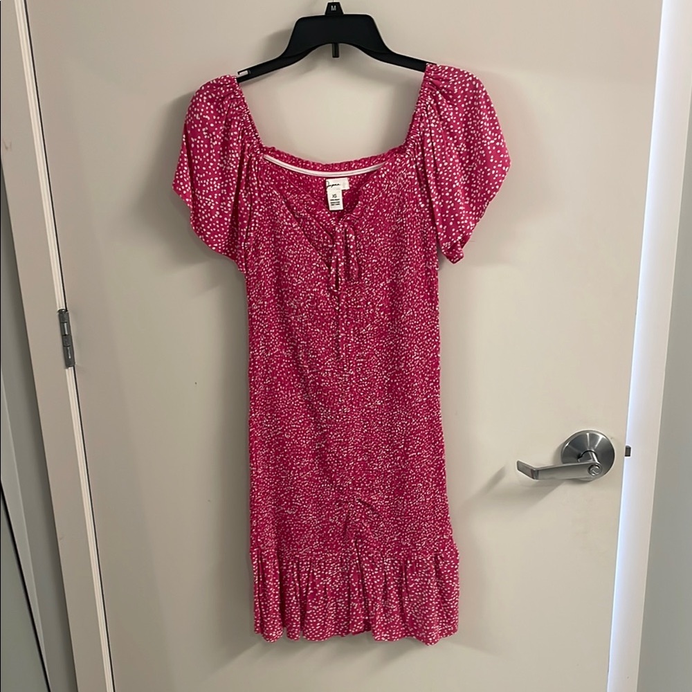 Pink Floral Dress with Ruffle Hem